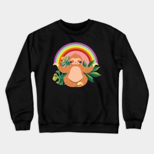 Sloth meditate and rainbow Crewneck Sweatshirt